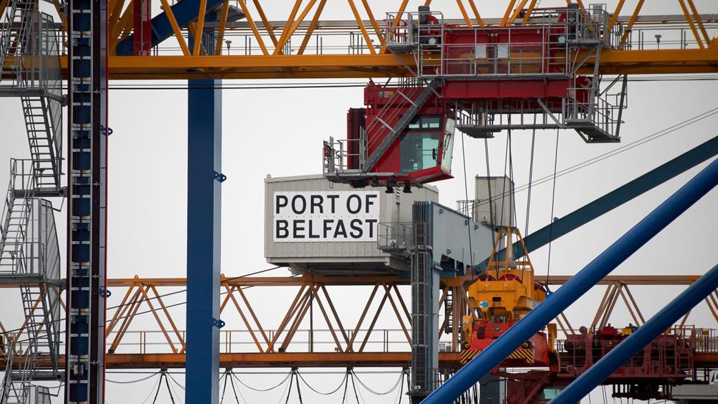 Ferry docking in the port of Belfast, Northern Ireland