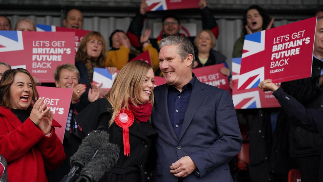 Newly elected Labour MP Sarah Edwards (left) at Tamworth Football Club with party leader Sir Keir Starmer (right)