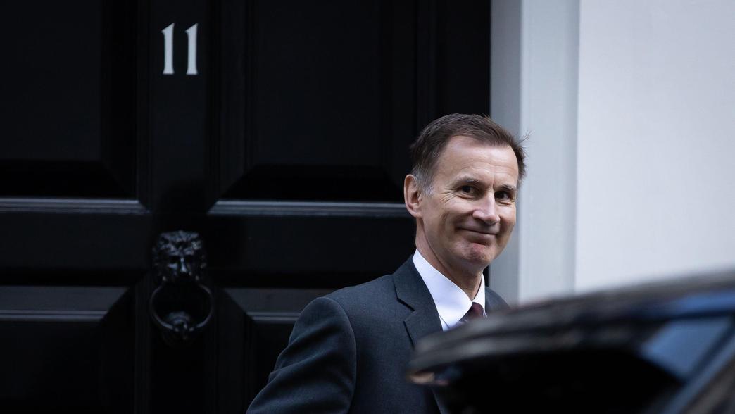 Chancellor of the exchequer Jeremy Hunt leaves Downing Street ahead of the State Opening of Parliament in London.