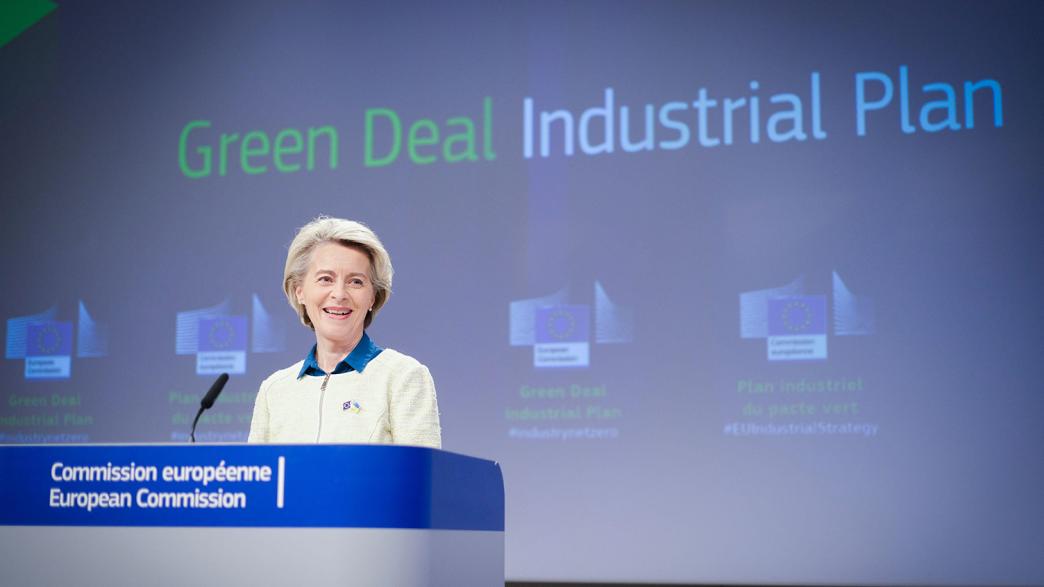 European Commission president Ursula von der Leyen at a press conference on the Green Deal Industrial Plan in Brussels.