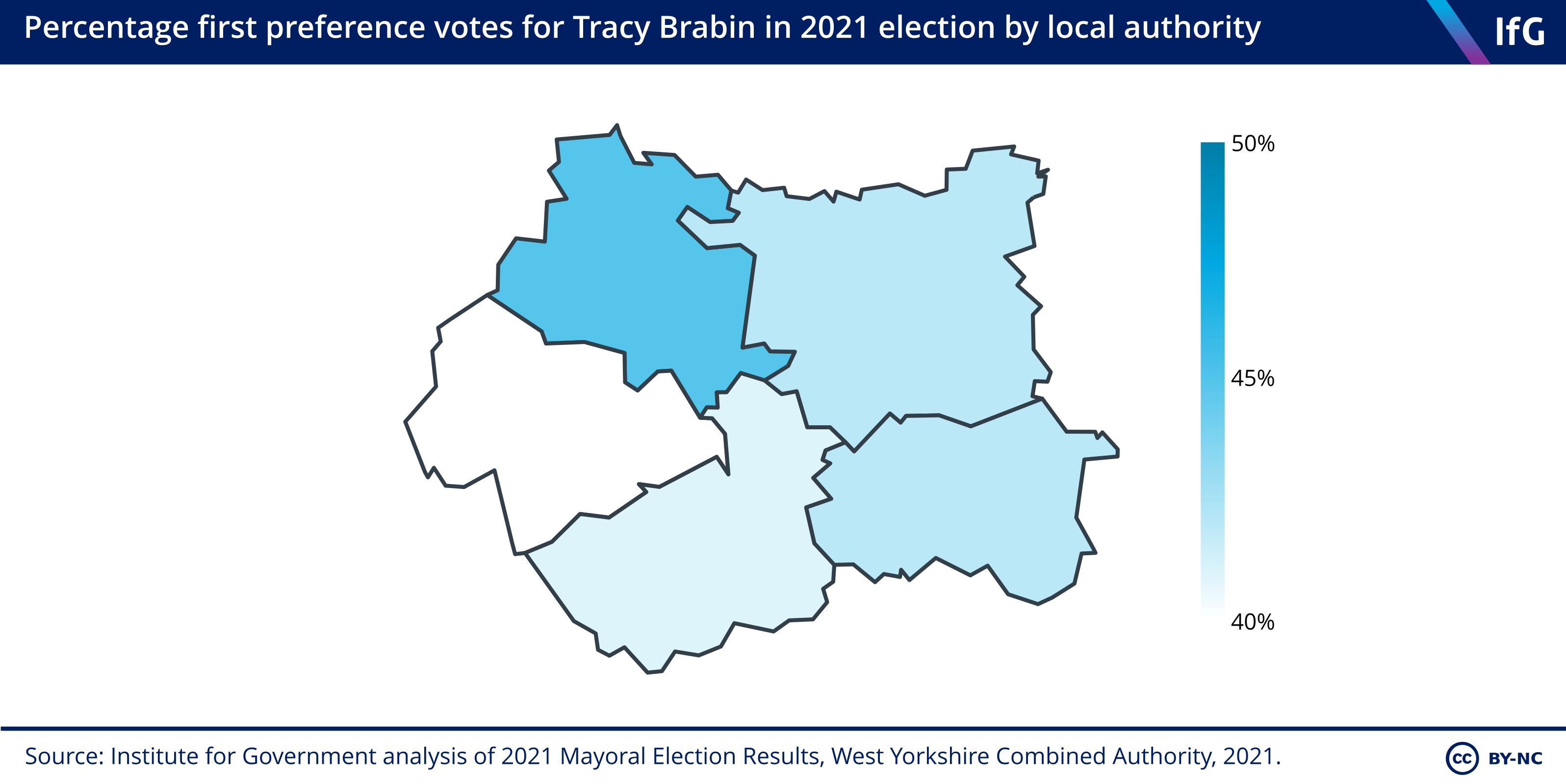 Percentage first preference votes for Tracy Brabin in 2021 election