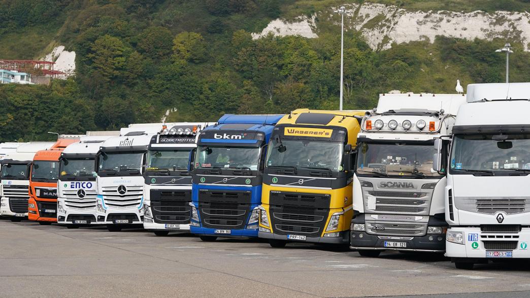 Lorries parked in Dover