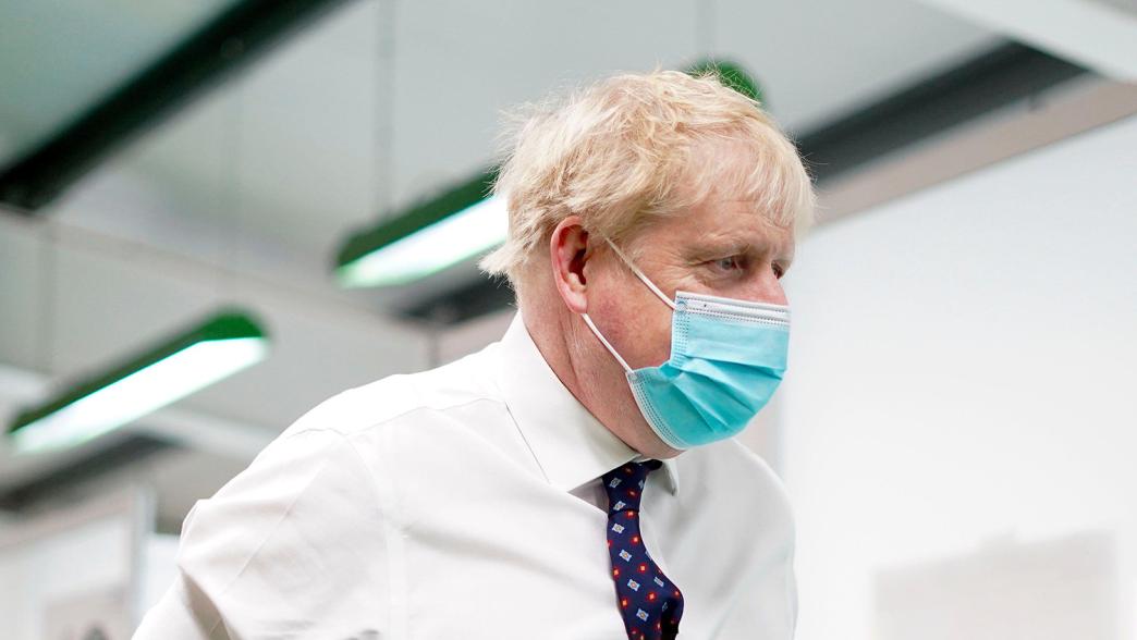 Boris Johnson wearing a face mask at a vaccination centre in Aylesbury