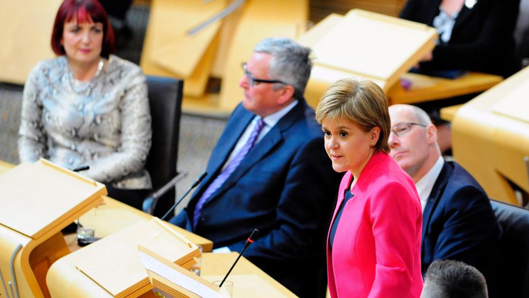 Nicola Sturgeon speaking in the Scottish parliament