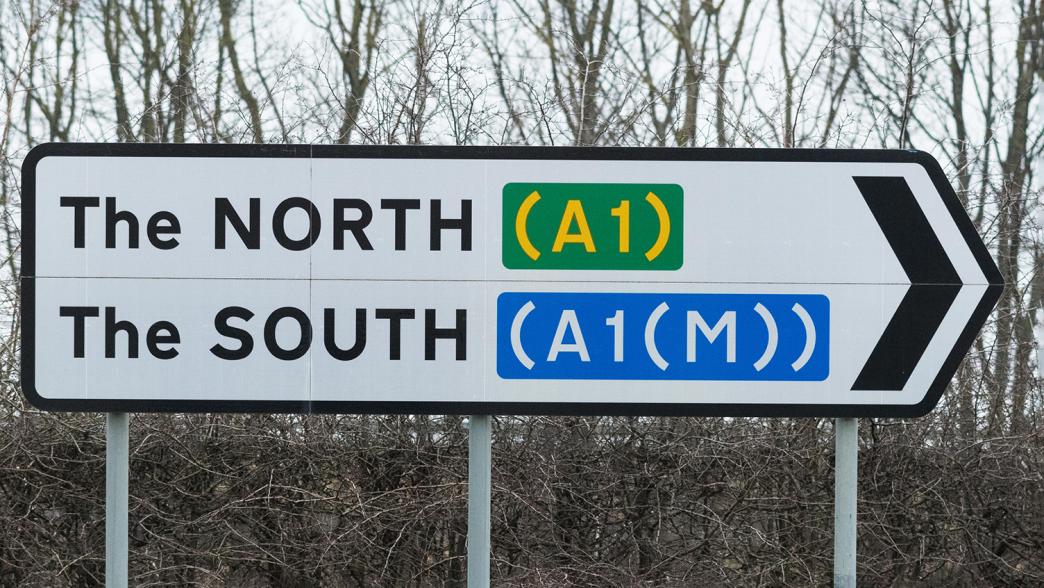 North/South road sign