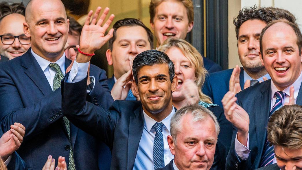 Rishi Sunak at Conservative Party HQ after winning leadership race