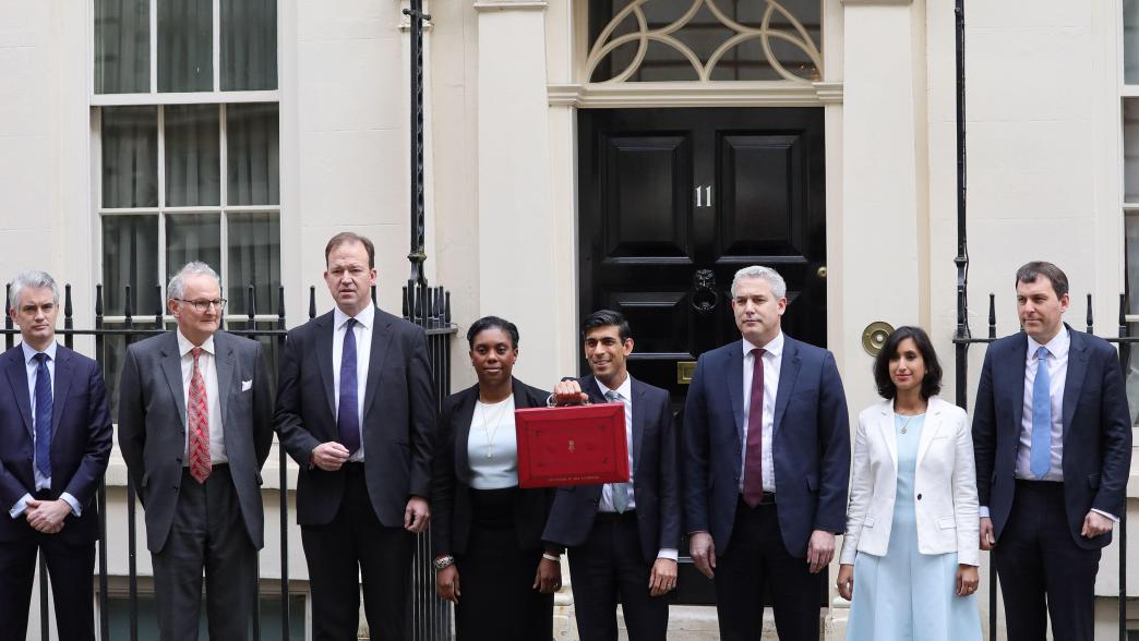 Rishi Sunak, as chancellor, with his Treasury team outside No.11. 
