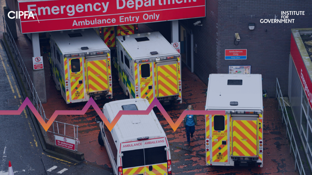 A backlog of ambulances waiting outside an A&E department.