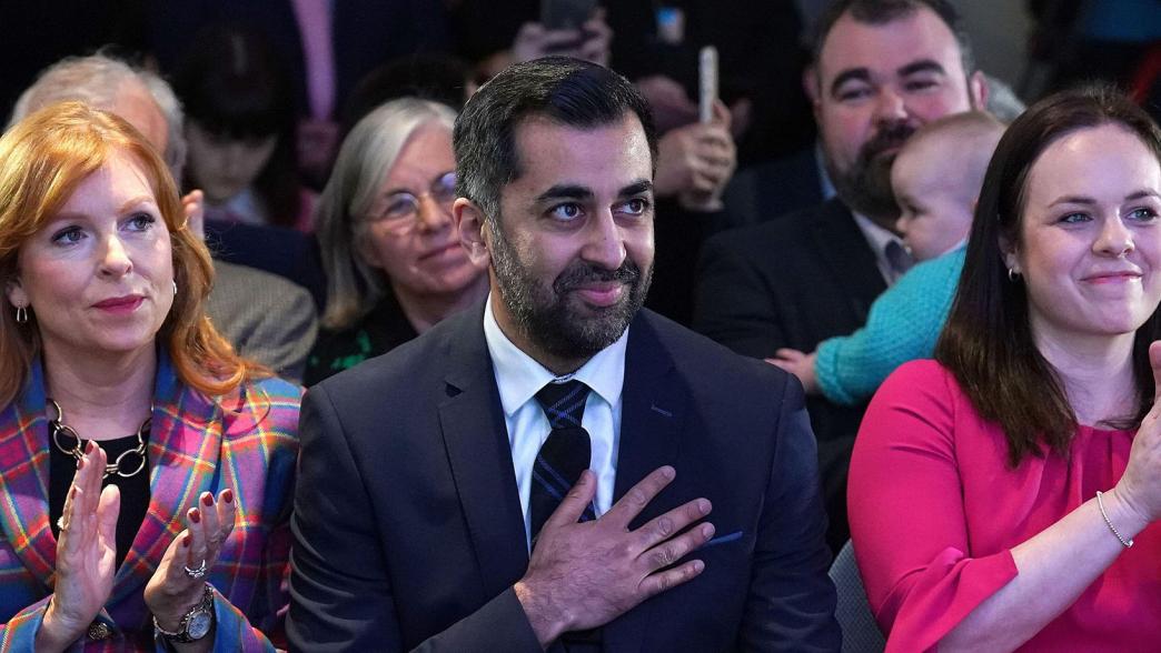 Humza Yousaf at the results for the SNP leadership. 