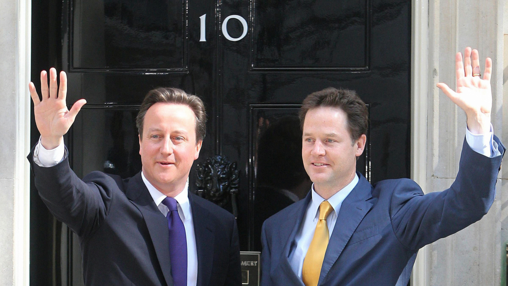 David Cameron and Nick Clegg outside Number 10 Downing Street