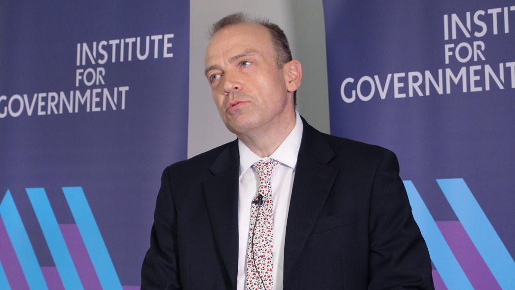 Chris Heaton-Harris, secretary of state for Northern Ireland, on stage at the Institute for Government.
