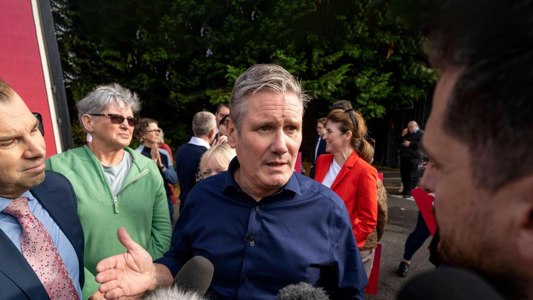 Labour leader Sir Keir Starmer speaks to the media at a rally following Scottish Labour's win in Rutherglen and Hamilton West by-election