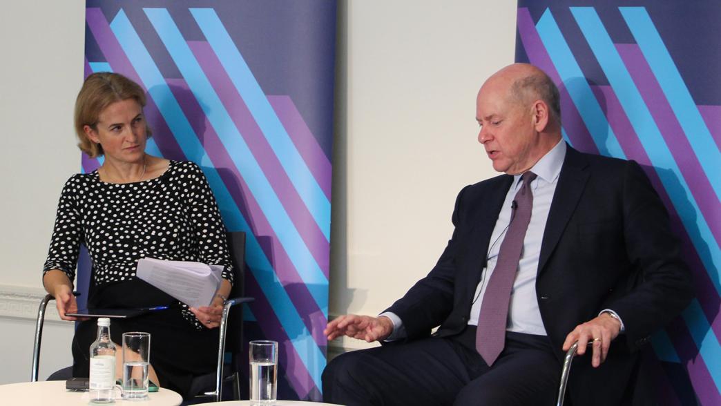 Dr Hannah White (left) and Lord Evans (right) on stage at the Institute for Government.