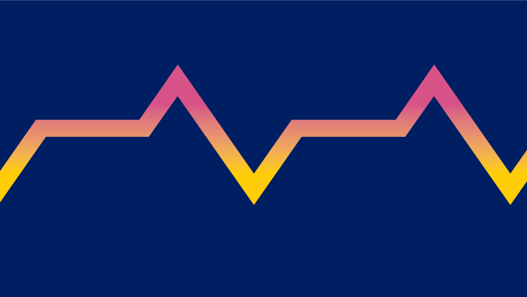 A graphic of a heartbeat in a pink and yellow gradient.