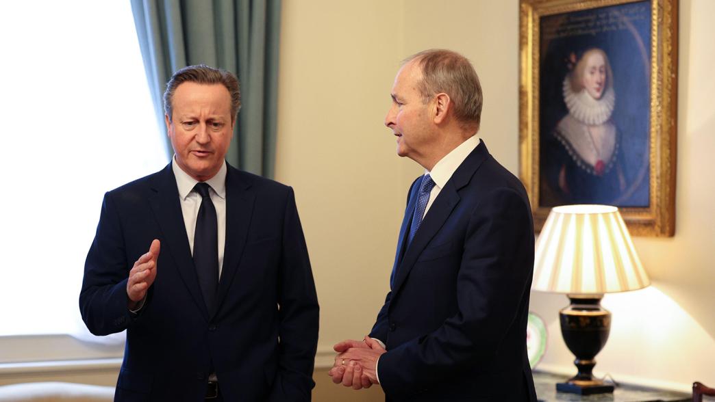 Foreign secretary Lord David Cameron (left) meets Irish tanaiste Michael Martin