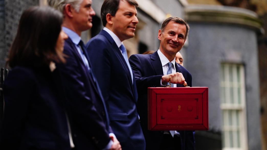 The chancellor Jeremy Hunt on his way to announce the budget in early March. Little in the announcement was new, having been widely pre-briefed in the days prior.