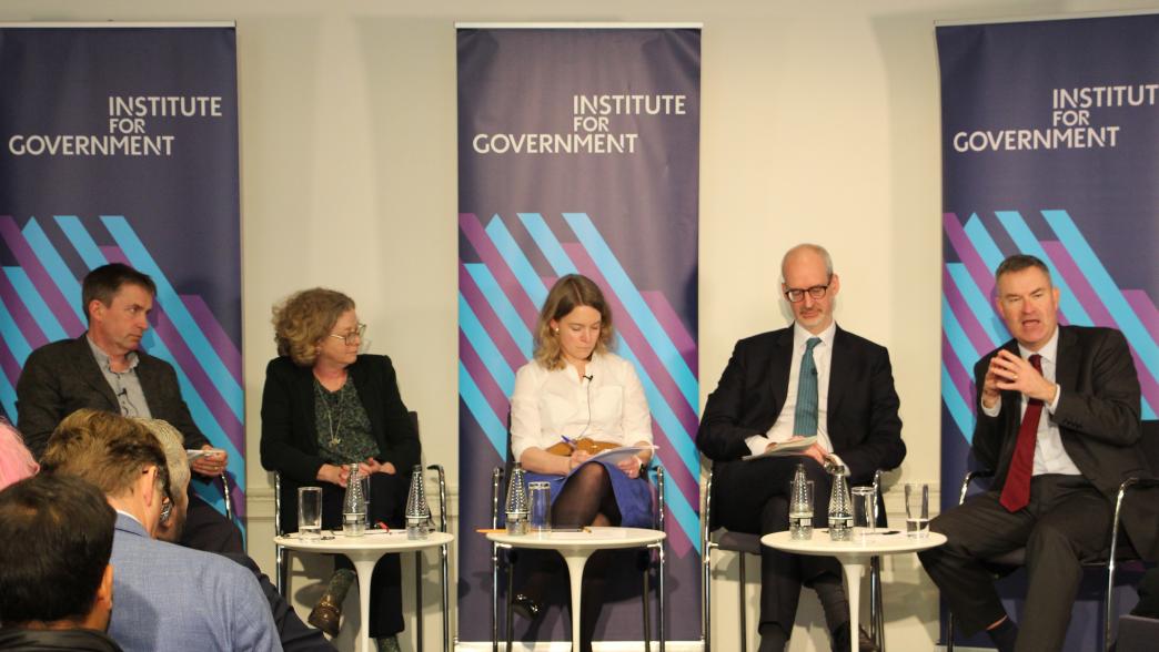 Panellists on stage at the Institute for Government