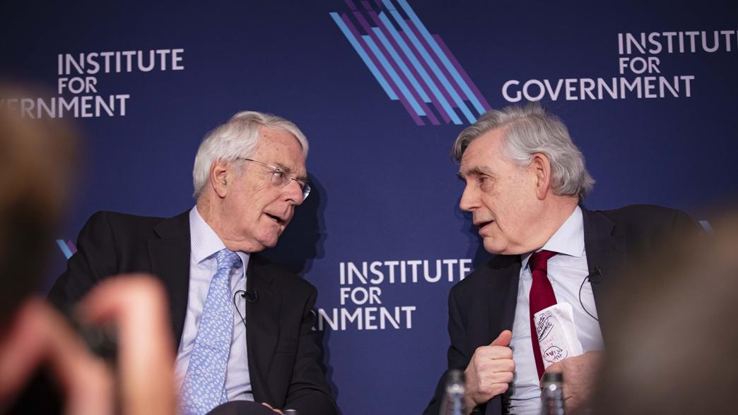 John Major and Gordon Brown on stage at the IfG.