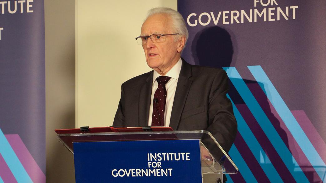 Lord McFall, the Lord Speaker, at the lectern at the Institute for Government.