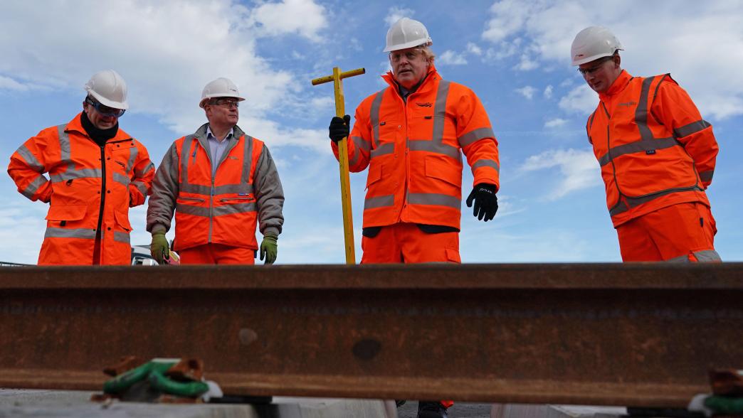 Boris Johnson at a construction site