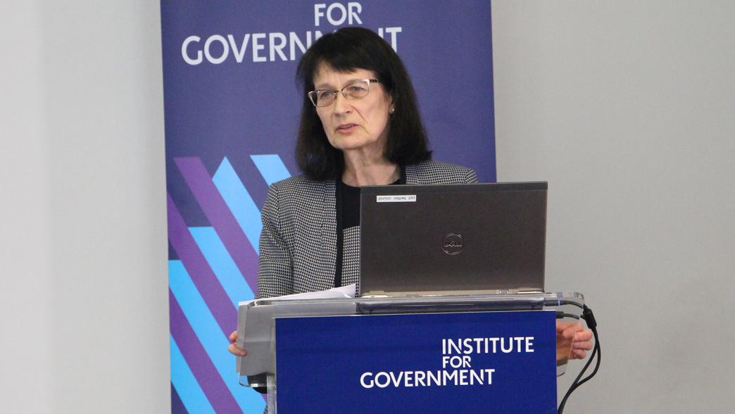 Dame Dr Jenny Harries, Chief Executive of the UK Health Security Agency, on stage at the Institute for Government.