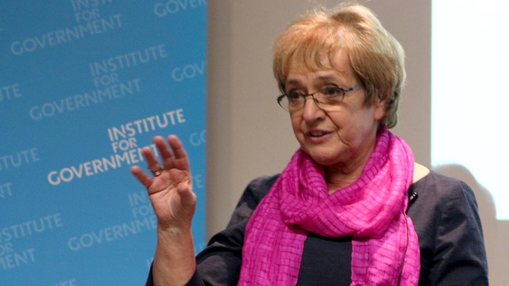 Margaret Hodge MP, Chair of the Public Accounts Committee, on stage at the IfG in 2014.