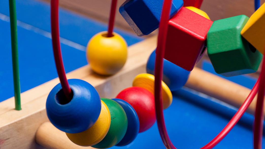 A close-up of children's toys