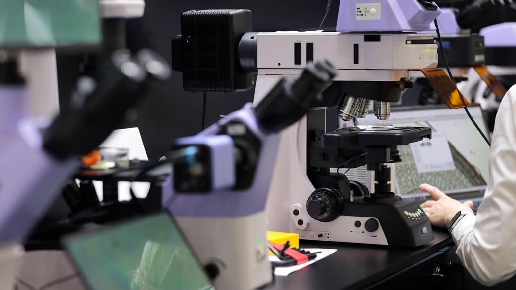 Modern laboratory with professional microscopes