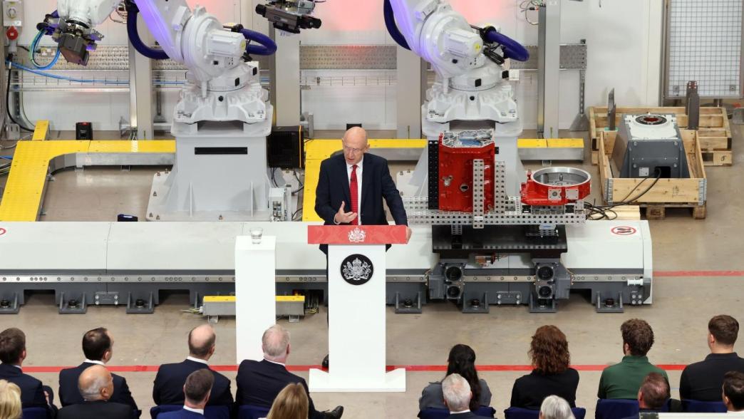 John Healey delivering his speech