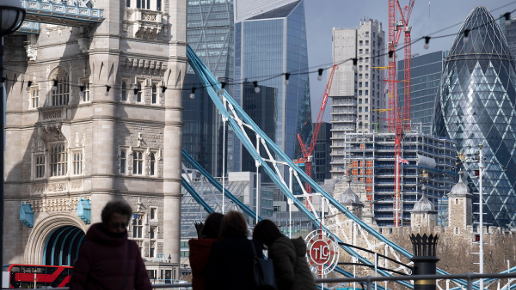 Tower Bridge and the City of London, the capital's financial district