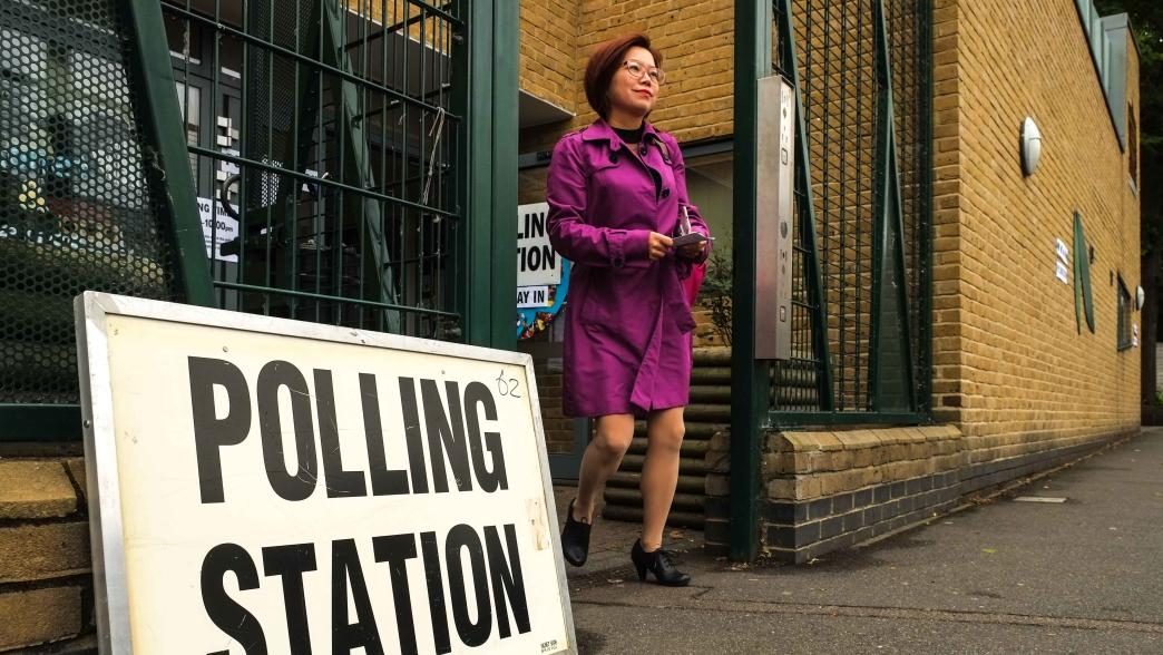 Lady coming out of the polling station