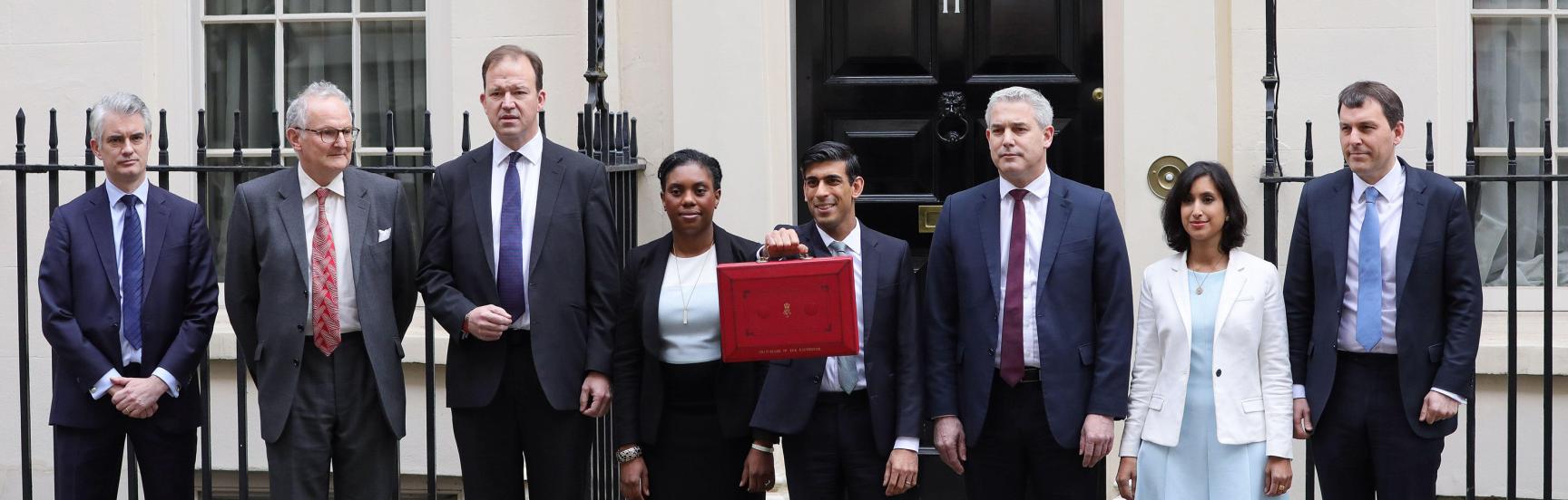 Rishi Sunak, as chancellor, with his Treasury team outside No.11. 