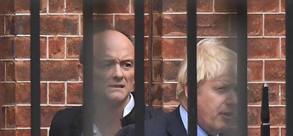 Boris Johnson with his then senior aide Dominic Cummings leaving Downing Street