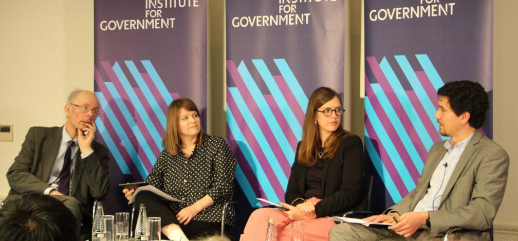 Panellists on stage at the Institute for Government