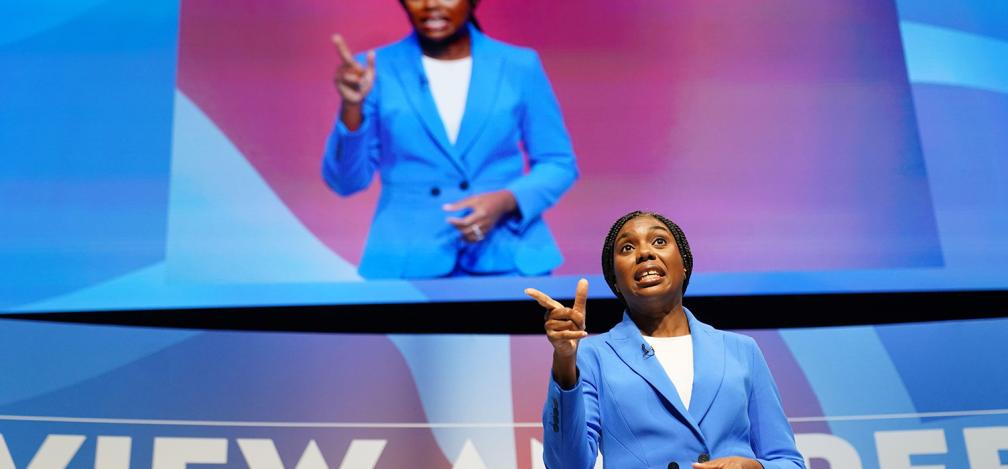 Conservative Party leadership candidate Kemi Badenoch delivers a speech during the Conservative Party Conference at the International Convention Centre in Birmingham.