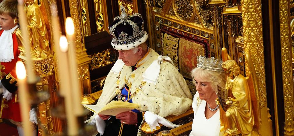 King Charles III and Queen Camilla during the state opening of parliament.