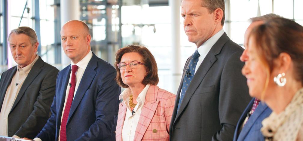 Welsh party leaders during a hustings. 