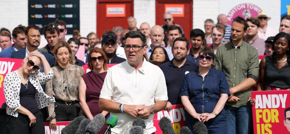 Andy Burnham speaks to supporters after winning the Makerfield by-election