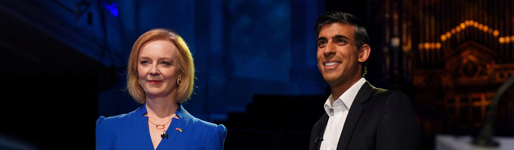 Liz Truss and Rishi Sunak at a leadership hustings