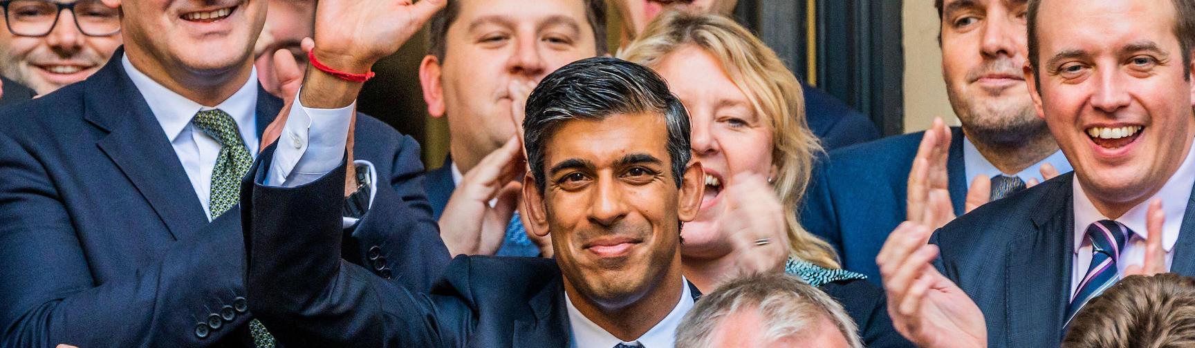 Rishi Sunak at CCHQ after winning the Conservative Party leadership contest following Liz Truss's resignation.