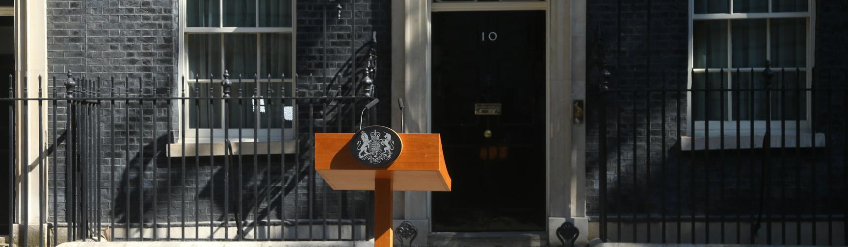 Lectern outside Downing Street