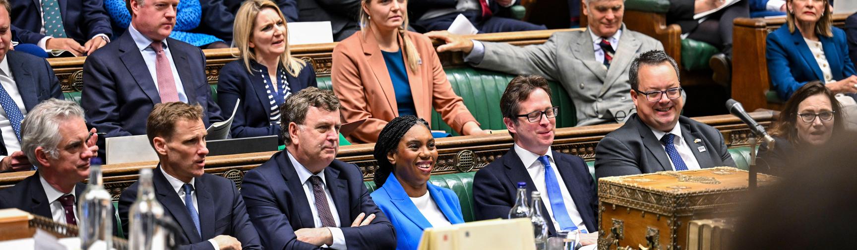 Shadow cabinet members including Kemi Badenoch on the opposition benches in the House of Commons.
