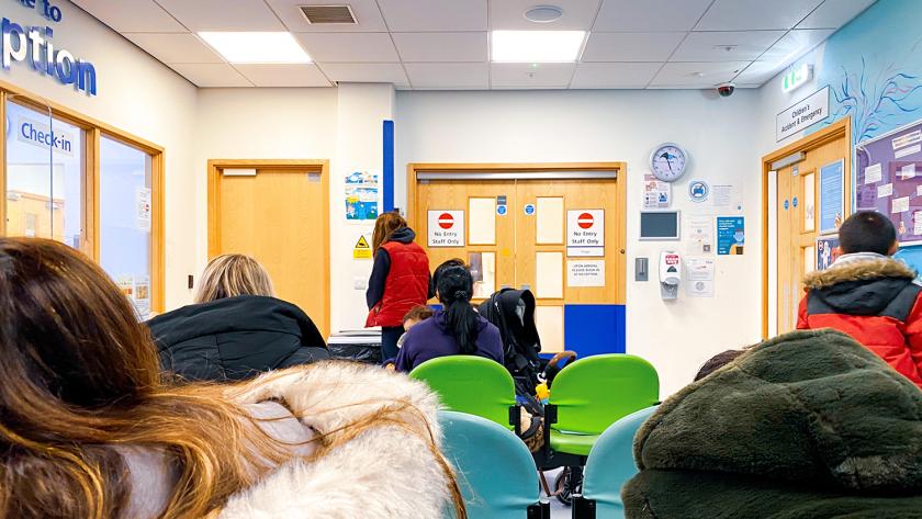 The waiting room at children&rsquo;s A&E department at a hospital.
