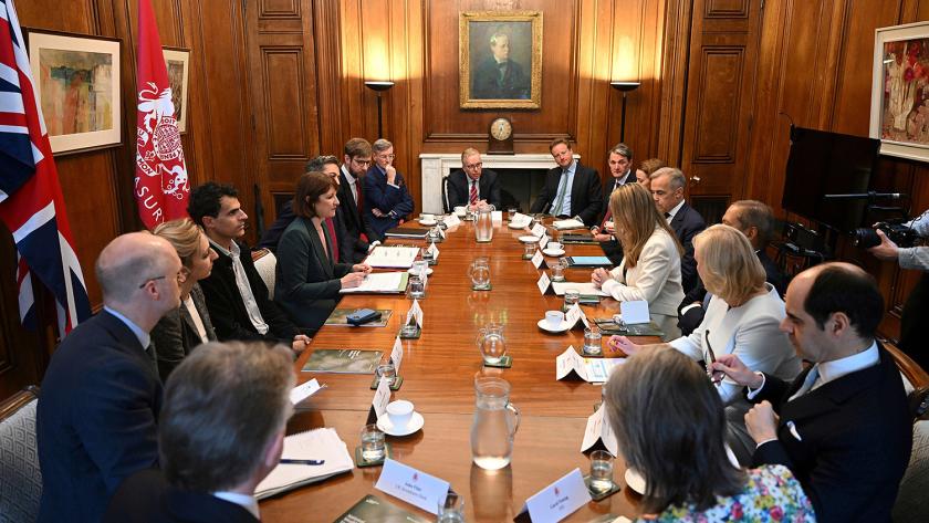 Chancellor of the Exchequer Rachel Reeves, centre left, chairs a meeting of the National Wealth Fund Taskforce at 11 Downing Street in London
