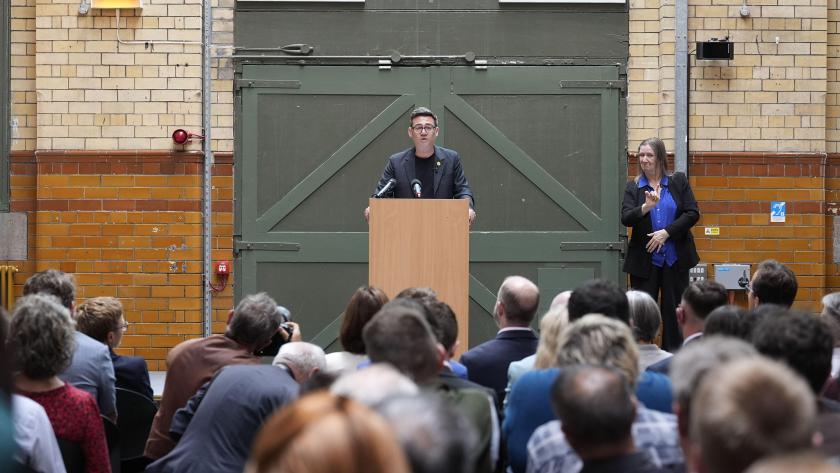 Andy Burnham gives a speech setting out his plans for government.