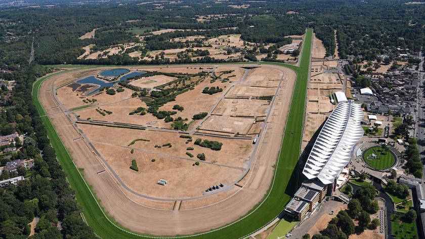 Ascot Racecourse in Ascot, Berkshire. The UK continues to struggle with the impacts of extreme heat and drought, with wildfires blazing and warnings dry conditions may linger until the autumn.