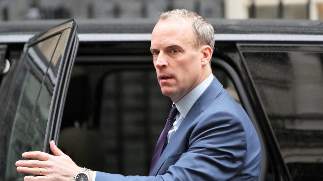 Dominic Raab, deputy prime minister and secretary of state for justice, exiting a car as he arrives for a cabinet meeting.