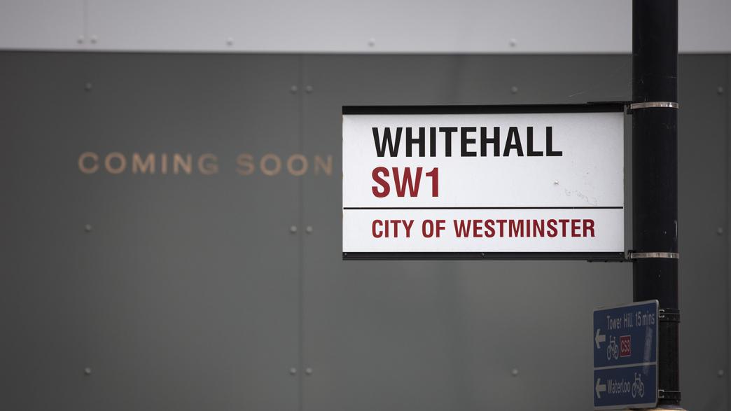 A roadsign for Whitehall, SW1.