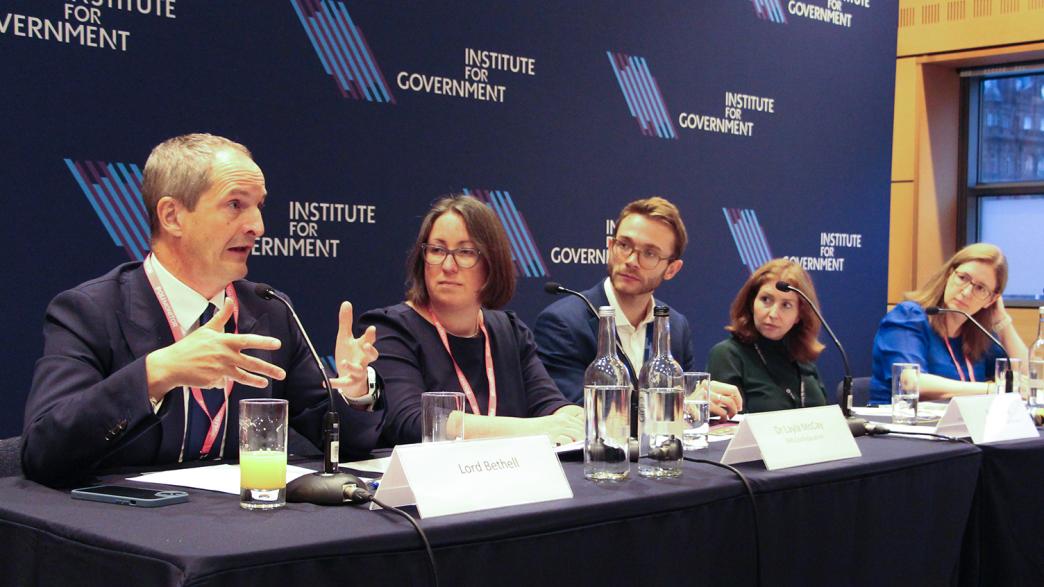 Lord Bethell, Dr Layla McCay, Nick Davies, Rachel Wolf and Dr Caroline Johnson MP on a panel at the 2023 Conservative Party Conference.