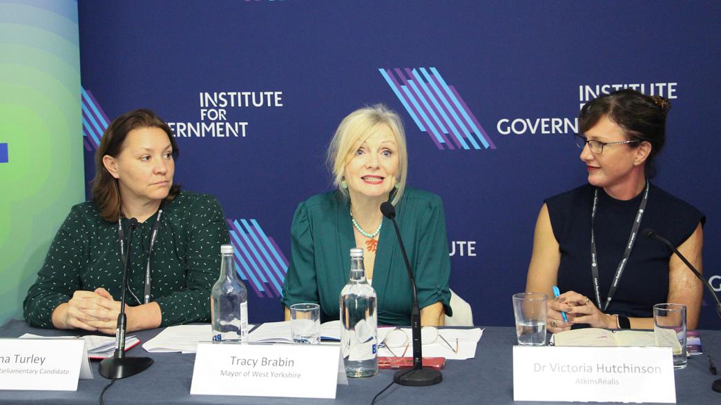 Anna Turley, Tracy Brabin and Victoria Hutchinson on an IfG/Atkins panel at the Labour Party Conference in Liverpool